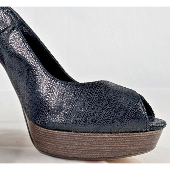 Cole Haan Mariela Slingback Peep Toe Stiletto Platform Pumps Heels Size 7 Black - Picture 8 of 11